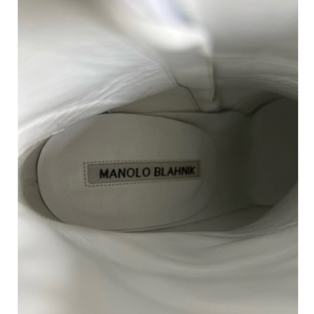 Manolo Blahnik white leather ankle boots 36.5 - Picture 4 of 7